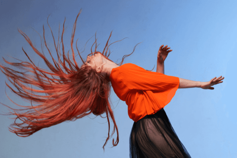 Woman flipping hair