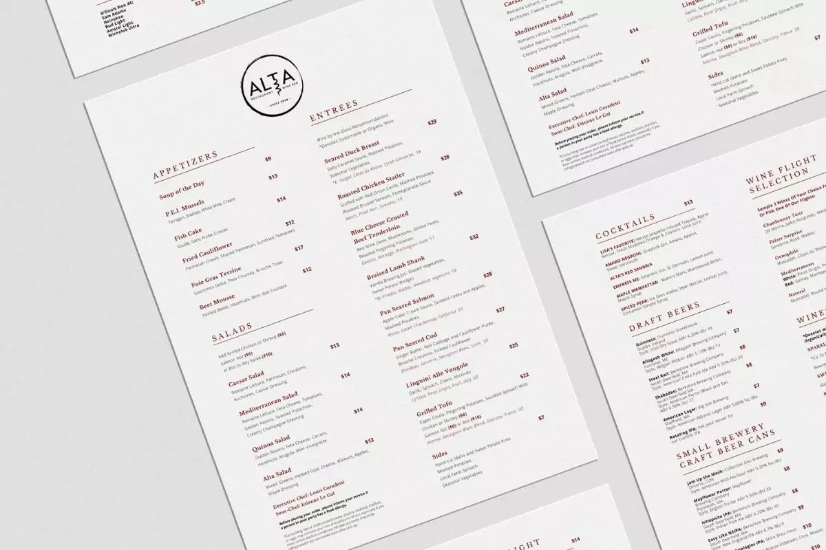 alta menu image